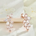 thumbnail image 2 of PYNZY Women's Wedding Earrings for Cubic Zirconia Dangle Earrings for Bridal Plated Rose Gold, 2 of 6