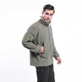 thumbnail image 4 of IYTR Men's Fleece Jackets Solid Color Long Sleeve Jacket Zipper Stand-up Collar Fleece Thickened Warm Sports Jackets with Pocket Green XXL, 4 of 6