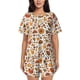 thumbnail image 1 of Balery Thanksgiving Food Conjunto de Pijama para Mujer con Estampado, Dos Piezas de Manga Corta y Shorts, Ropa de Dormir Suave con Cuello Redondo y Bolsillos-X-Large, 1 of 6