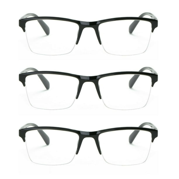 3 Packs Mens Womens Unisex Square Half Frame Reading Glasses Black ...