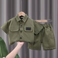 thumbnail image 2 of Coerni Baby Boy Clothes Toddler Summer Outfit Short Sleeve Button Up Shirt Top Casual Shorts Suit 2Pcs Clothing Set, 2 of 9