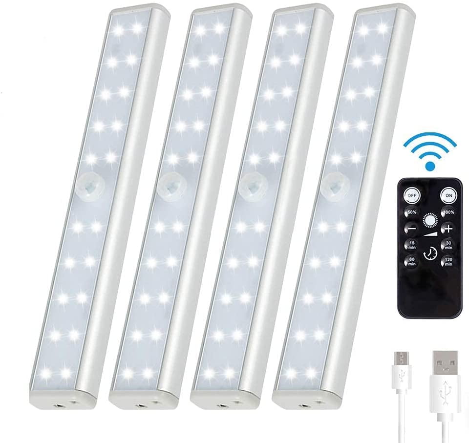 Coolmee Remote Control Under Lighting Wireless 4 Pack, 20 LED