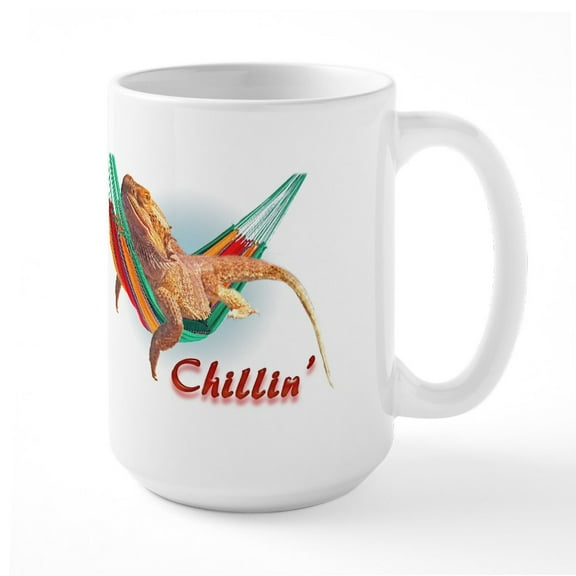 CafePress - Bearded Dragon Chillin Large Mug - 15 oz Ceramic Large White Novelty Mug