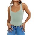 thumbnail image 3 of Womens U-Neck Tank Tops for Women 2025 Slim Fitted Soft Basic Shirts Green XL, 3 of 8