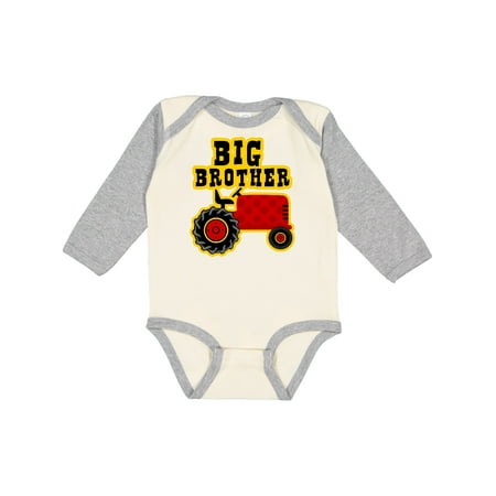 

Inktastic Red Tractor Big Brother Gift Baby Boy Long Sleeve Bodysuit