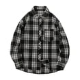 thumbnail image 1 of Camisas Para Hombre Talla Extra Camisa con capucha a cuadros informal de negocios de primavera y otoño para hombres (Black, XL), 1 of 7