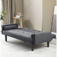 thumbnail image 3 of Modern Futon Sofa Bed,Convertible Folding Sofa Couch LoveSeat Couch Living Room Folding Sleeper with 2 Pillows for Small Apartment, Space,DARK GREY, 3 of 7