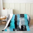 thumbnail image 2 of Erosebridal Geometric Throw Blanket for Couch, Bule Black Plush Blanket, Futuristic Abstract Decor, 2 of 7