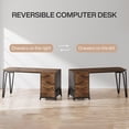 thumbnail image 3 of Finmind Industrial Computer Desk with 3-Drawer Cabinet, Reversible Design & Wide Workspace, 3 of 7