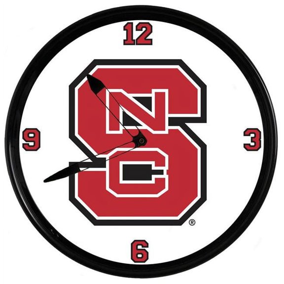 Grimm Industries NC-550-01 19 in. Illuminated Team Spirit Clock - NC Primary Logo, Red & White