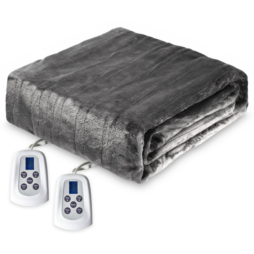Electric Heated Blanket, Queen Size Blanket with Dual Controllers, 10