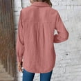 thumbnail image 5 of felwors Women's Button-Down Blouses - Cozy Textured Collared Long Sleeve Shirts for Fall Work & Camping Pink, L, 5 of 8