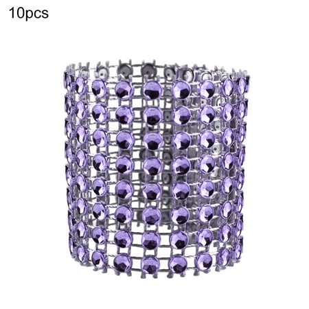 

HEVIRGO 10Pcs Rhinestone Napkin Ring Serviette Holder Wedding Holiday Party Table Decor Rhinestone