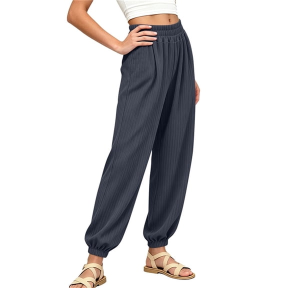 QIbmong Summer Pants for Kids Elastic Waist Joggers Casual Loose Breathable Cool Athletic Trousers for Toddler Girls(13-14Years,Dark Gray)
