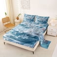 thumbnail image 2 of spefrowx Seashell Coral Queen Sheets for Kids, Swirl Textured Marble Starfish Queen Sheet Sets, 4pcs, 1 Flat Sheet, 1 Fitted Sheet and 2 Pillowcases, 2 of 5