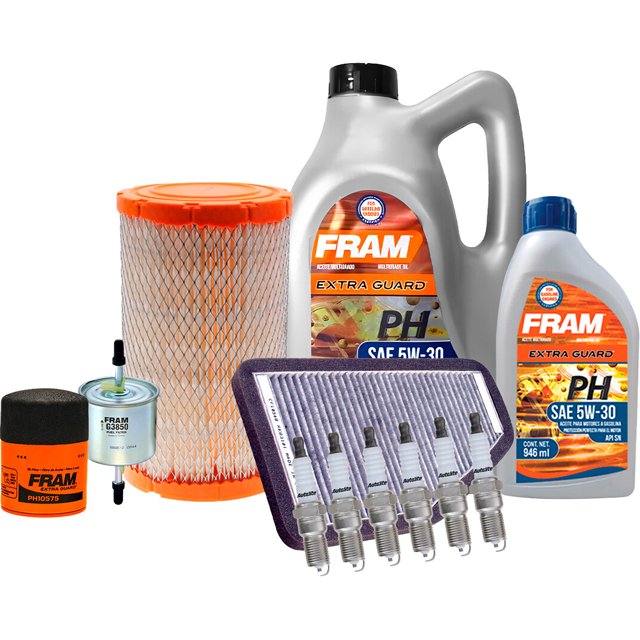 Kit De Afinación Con Aceite 5W30 Mineral, Bujías Platino, Filtro De Aire, Filtro De Aceite, Filtro De Combustible Y Filtro De Cabina 12 Piezas Compatible con Mercury Mariner V6 3.0L DE 2009 A 2011