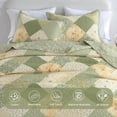 thumbnail image 5 of Finlonte Colcha Floral De 120 X 120 Pulgadas, Tamaño King California, 100% Algodón, Colcha Acolchada Cal King, Reversible, Colcha Extra Grande, Colcha Xl, Color Verde/Crema, Blanco, 3 Piezas, 5 of 5