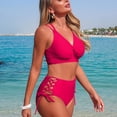 thumbnail image 4 of COMVALUE Women's Bikini Swimsuit Front Cross Lace Up Two Piece Bathing Suit 2026 (M, Hot Pink), 4 of 7