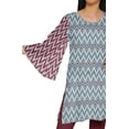 thumbnail image 4 of Moomaya Robe Kurti Courte Indienne Imprimée Tunique en Poly-Crêpe Robe Mini à Col Rond, 4 of 5