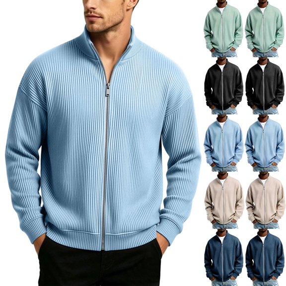 Fall Sweatshirts for Men Solid Color Loose Stand Collar Half-Zip Long Sleeve Corduroy Shirts Jacket for Any Occasion