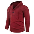 thumbnail image 7 of DAFPZW Men's Long Sleeve Sweatshirt with Buttons Ribbed Knit Hoodie Pullover Casual Comfortable Hooded Shirts, 7 of 7