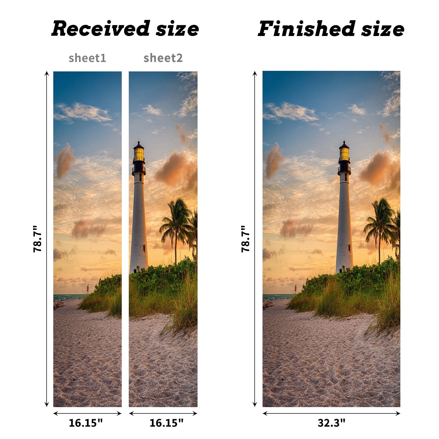 Self Adhesive Vinyl Refrigerator Wrap Set Cape Florida Lighthouse Lantern Park Florida Door Mural Removable Fridge Sticker Peel and Stick&nbsp;Full Door Cover Decal Kitchen Bar Decor