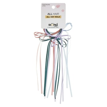 Scunci Ribbon Ponytail Holder Hair Ties, Multicolor, 4 ct