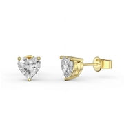 Paris Jewelry 10k Yellow Gold 4 Ct Heart Created White Sapphire Stud Earrings