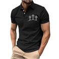 thumbnail image 2 of Zysthvn Casual Men Shirts Casual Summer Lapel Polo Shirts for Men Short Sleeve Easter Cross Tops, 2 of 5