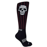 MOXY Socks Knee-High Black with Red Pinstripes Skater WAR SKULL Skater Socks