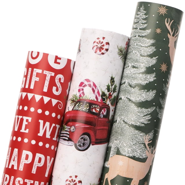 Papel de regalo Ribbli Christmas, 3 rollos, 43 x 305 cm