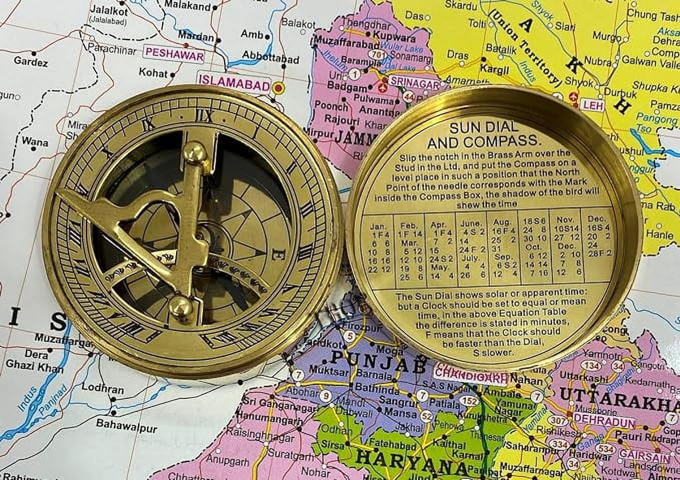 Antique Brass Finish Compass with Famous Thoreau's Quote Engraved Go Confidently in The Direction of Your Dreams Live The Life Compass