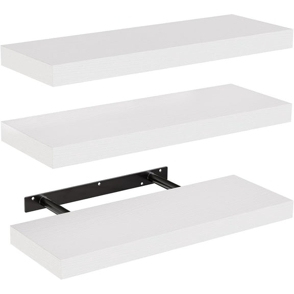 Floating Shelves, Wall Shelves for Bathroom/Living Room/Bedroom/Kitchen Decor, White Shelves with Invisible Brackets Set of 3