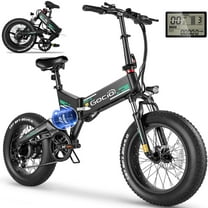 Gocio Foldable Electric Bikes Adult 20"x4" Fat Tire Electric Bike, 48V 10.4Ah, 500W Electric Mountain Bike Full Suspension, LCD, Shimano 7 Speed Electric Cruiser Bicycle UL2849 Certified