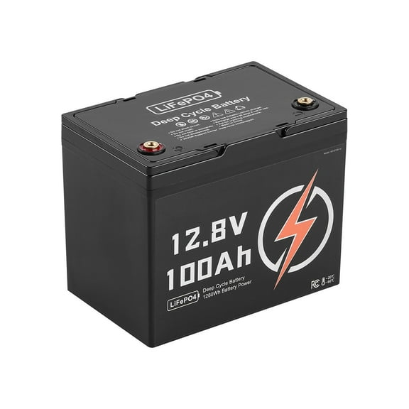 12V 100Ah Deep Cycle LiFePO4 Battery with BMS, Lightweight Lithium Iron Phosphate Battery for RV, Boat, Solar Energy Storage, Trolling Motor, Series and Parallel Connection, Long Lifespan