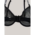 thumbnail image 6 of Elegant Black Lace Bra Women's See Through Sexy Sheer Bra Unlined Underwire Support Everyday Bra with Letter Shoulder Strap, 6 of 6