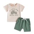 thumbnail image 5 of Spazoro Toddler Boys 2PC Outfit Sets, T-Shirt & Elastic Waist Shorts Short Sleeve Crew Neck Tractor Print Summer Clothes Set for Baby Boys Beige Size 6-12 Months, 5 of 6