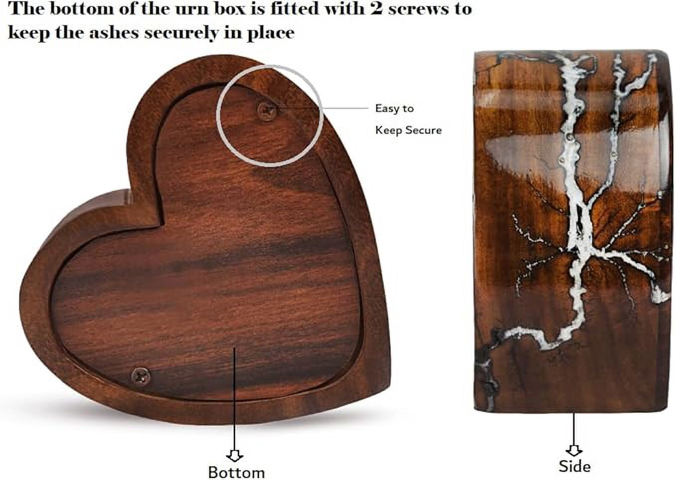 CRAFT INDIA Wooden Heart Shaped Cremation Urn for Pet Ashes, Handmade Mini Memorial Keepsake