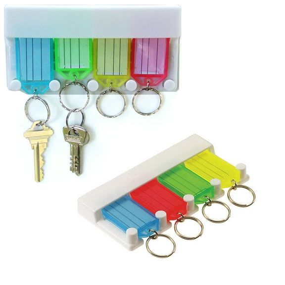 4 Pc Key Tag Rack Multi Key Chain Ring Organizer Insert Label Wall Mount Storage Home