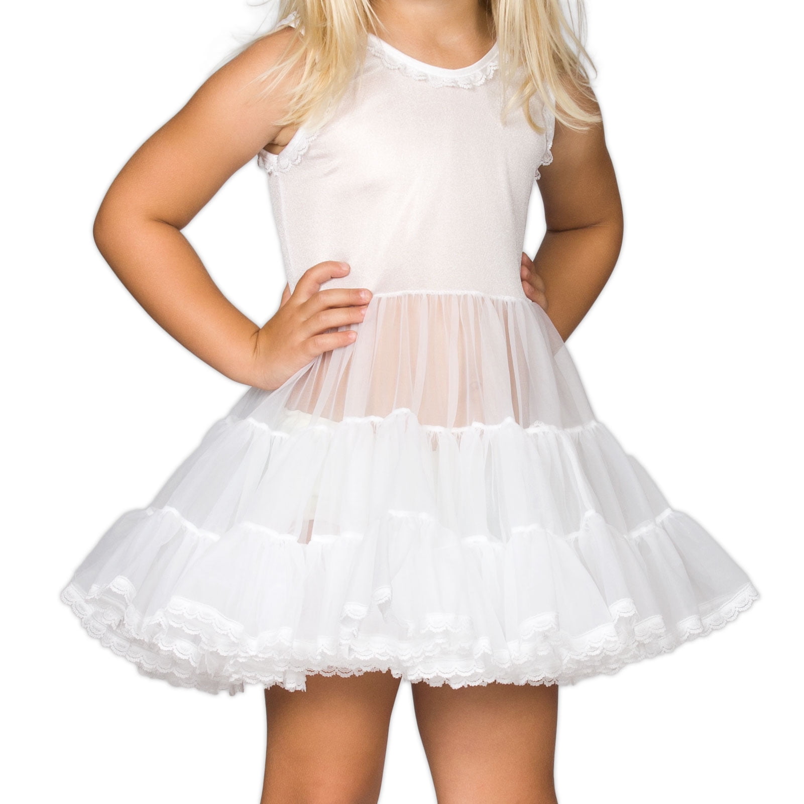 I.C Collections Little Girls White Adjustable Nylon Slip