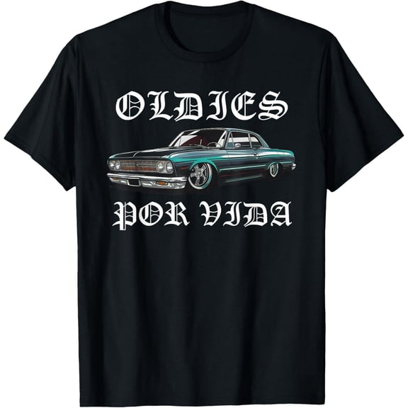 Vintage Lowrider Classic Car Oldies Por Vida Men Unisex Short Sleeve Graphic T-Shirt