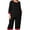 B1-Black Red, variant on Womens Plus 2 Piece PJS Soft Sleepwear 3/4 Sleeve Top and Waisted Adjustable Capri Pants with Pockets
