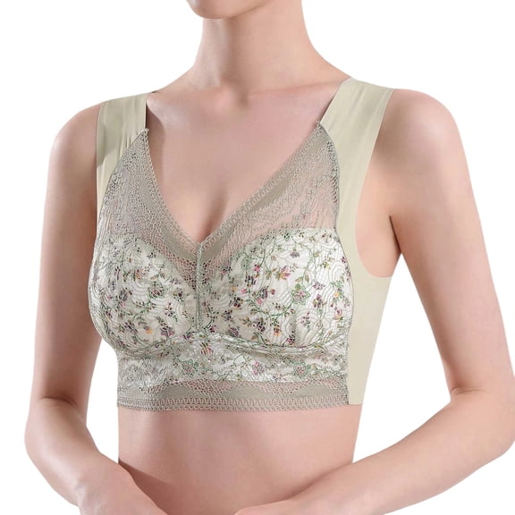 Guluxicc Womens Seamless Bras Wireless Bra No Underwire Comfort Push Up Bralette, Green, XL