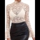 thumbnail image 1 of Blusa Elegante de Encaje Calado con Mangas Acampanadas para Mujer, para Fiesta, Moda 2025 Crema M, 1 of 7