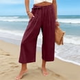 thumbnail image 2 of Women's High Waisted Cropped Wide Leg Pants Summer Loose Travel Work, 2 of 9