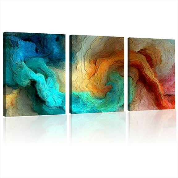 Abstract Wall Art Bedroom Wall Decor Living Room Large Boho Canvas Wall Art Office Farmhouse Paintings Artwork Modern Textured Blue Wall Art Prints Pictures 12*16inch*3pcs