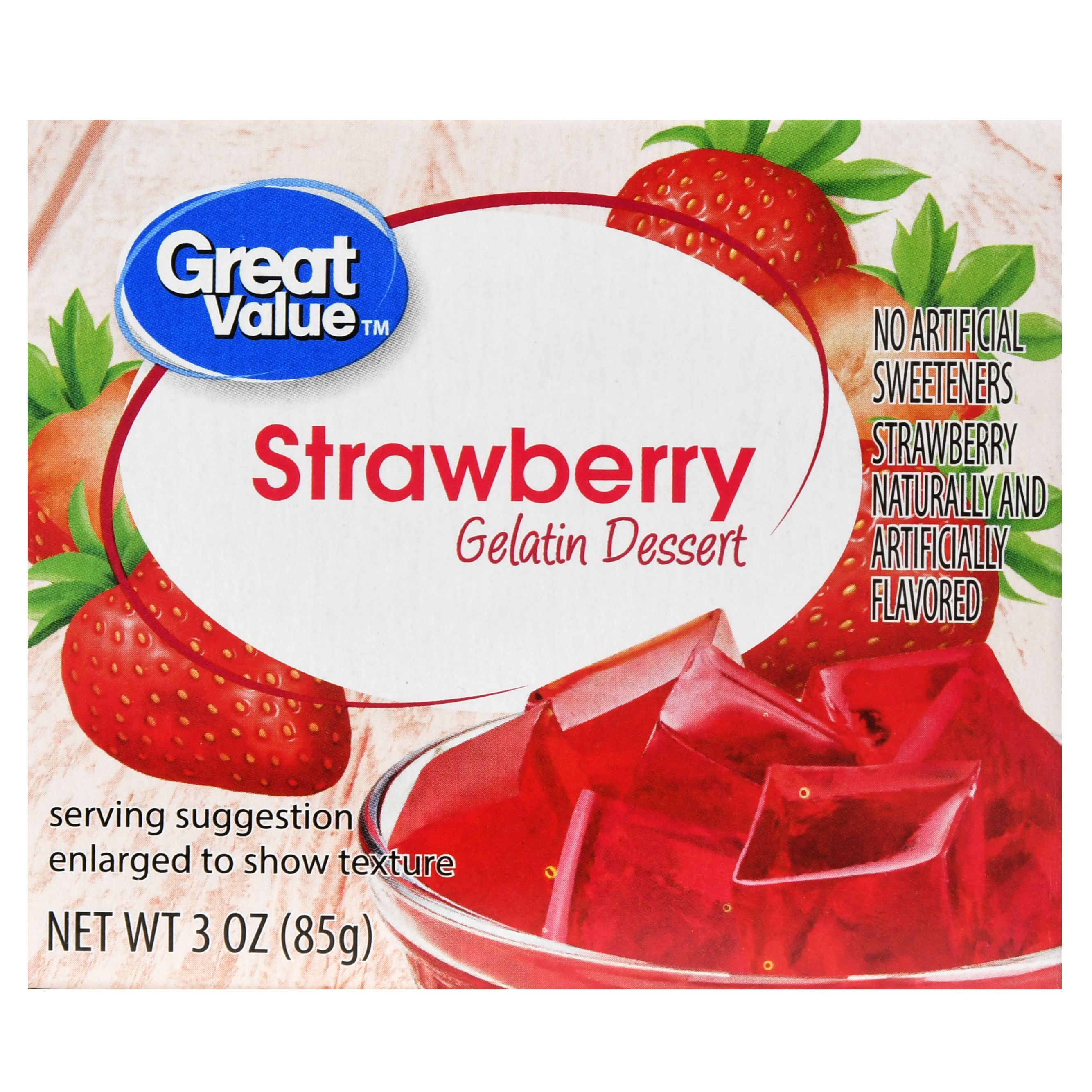Great Value Gelatin Dessert, Strawberry, 3 oz