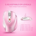 thumbnail image 5 of VicTsing 2.4G Wireless Mouse, USB Cordless Computer Mouse W/800-2400 DPI, Ergo Grips, 16 Months Battery, Auto-sleep Mode, Portable for PC Mac Chromebook - Pink, 5 of 10