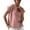 Pink, variant on Lovskoo Women's Linen Shirts Cap Short Sleeve Loose Pollover Solid Color V-Neck Blouse Shirt Pink