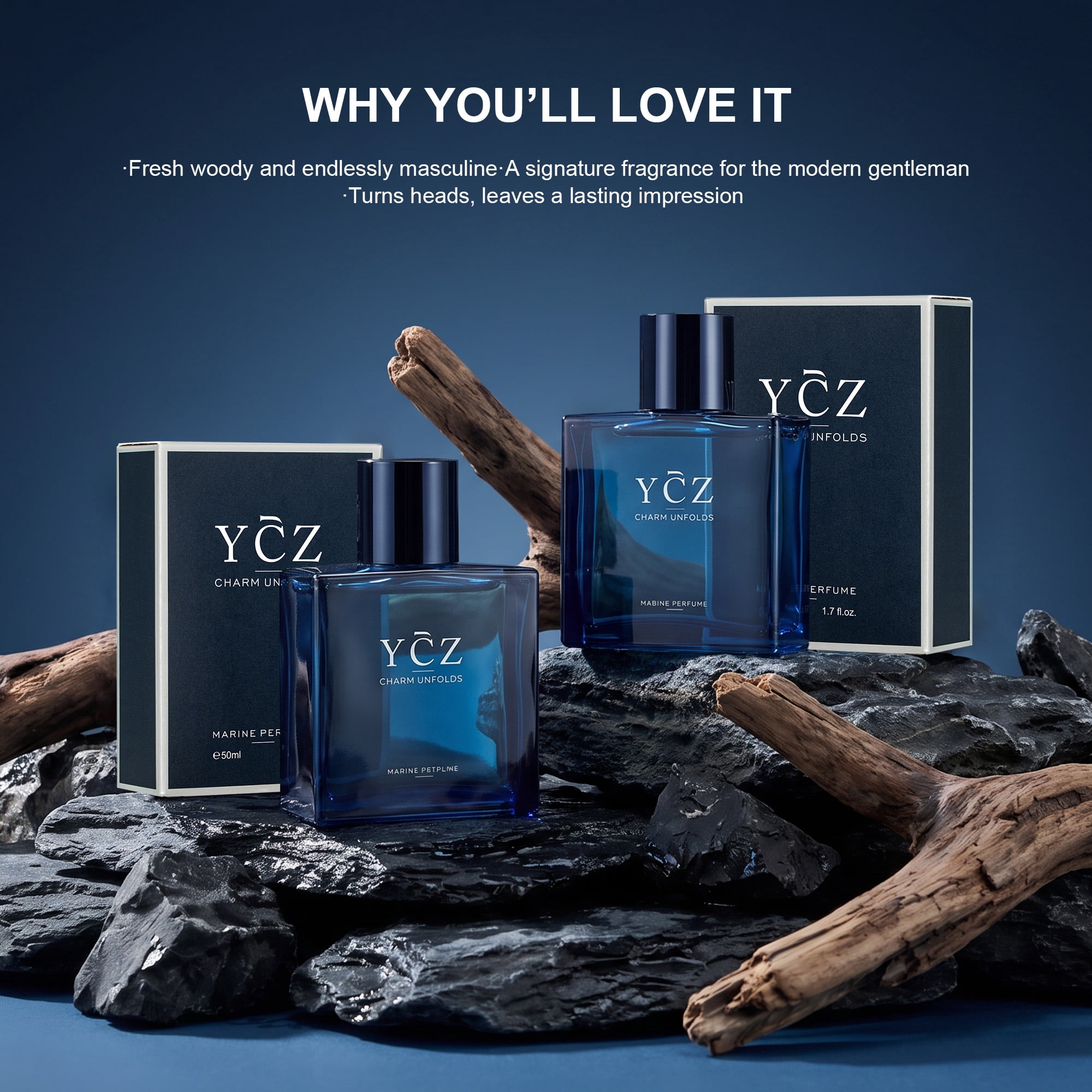 Ycz, Men's Cologne, Marine and Oriental Woody Fragrance, 1.7 oz
